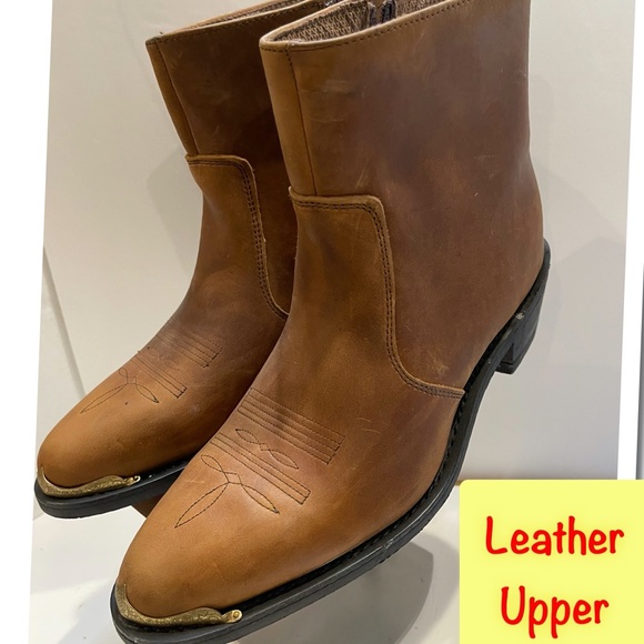 Side zip boots 9 1/2 EEE Men's 27.5cm genuine leather brown type Vintage Second Hand